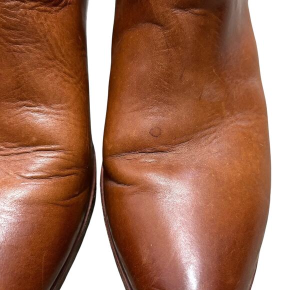 FRYE Zoe Ring Short Leather Heeled Ankle Boots Women's Sz 8 Cognac Equestrian - Picture 4 of 11